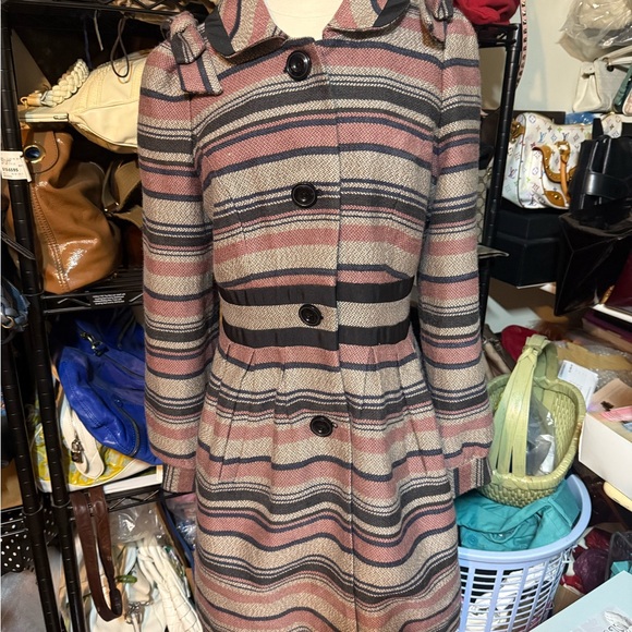 Anthropologie Striped Button-Up Coat - Picture 1 of 10